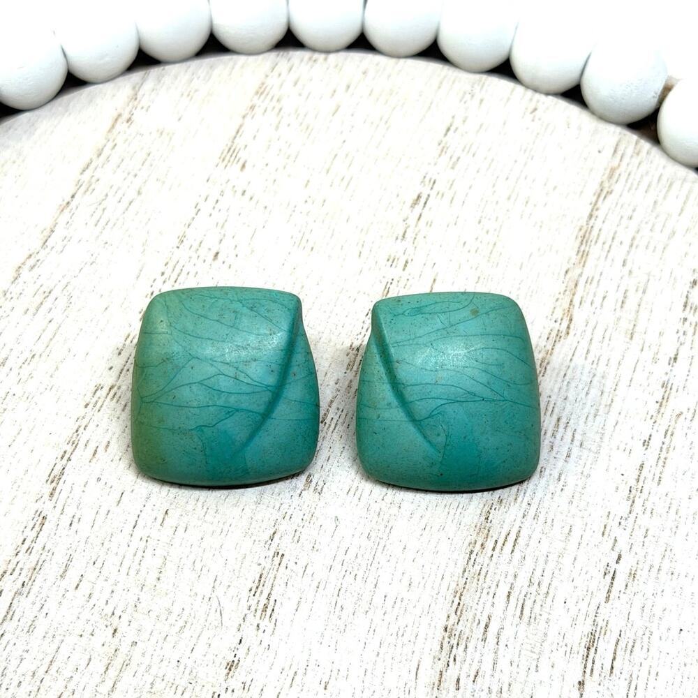 Vintage 80s Seafoam Green Statement Earrings ✨